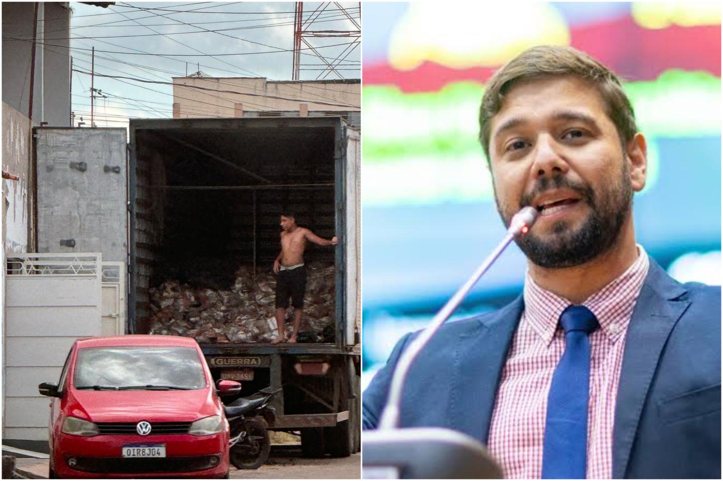 Caminhão é flagrado descarregando cestas básicas em imóvel do vereador Ricardo Seidel