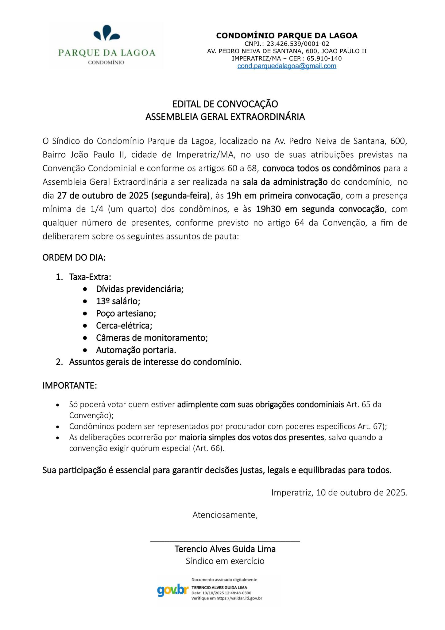 EDITAL DE CONVOCAÇÃO ASSEMBLEIA GERAL EXTRAORDINÁRIA