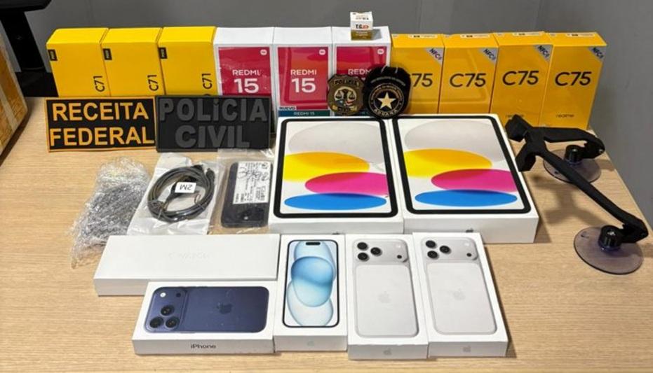 Polícia Civil e Receita Federal apreendem eletrônicos e produtos importados sem regularização em Imperatriz