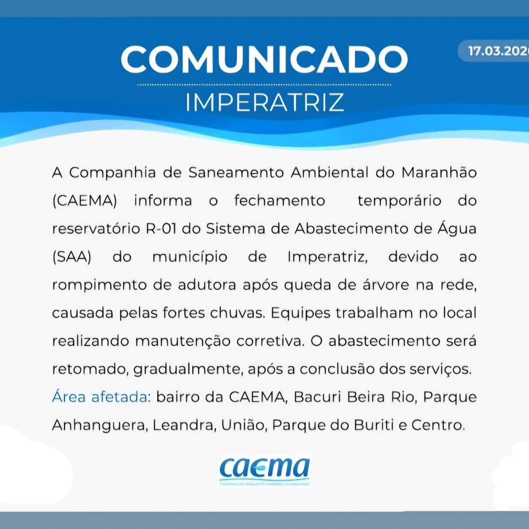 Nota divulgada pela Caema