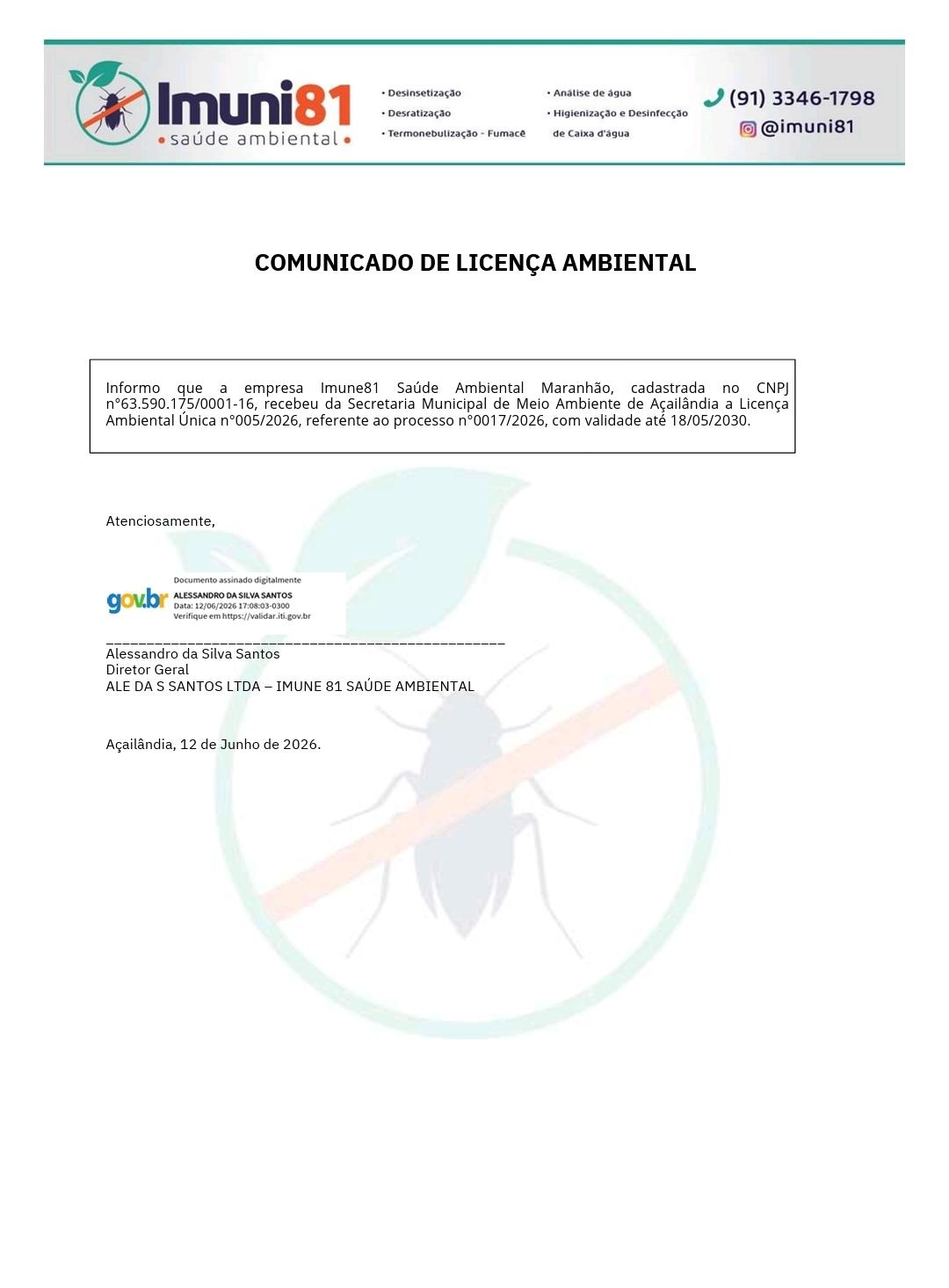 LICENÇA AMBIENTAL - IMUNI81