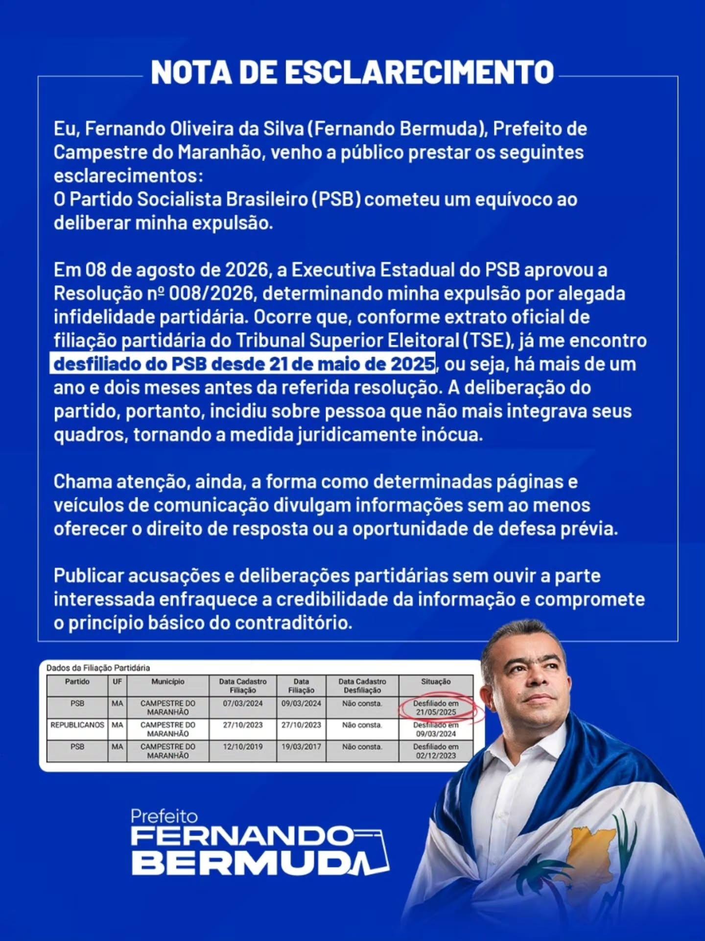 Nota do prefeito de Campestre - Imagem: Reprodução