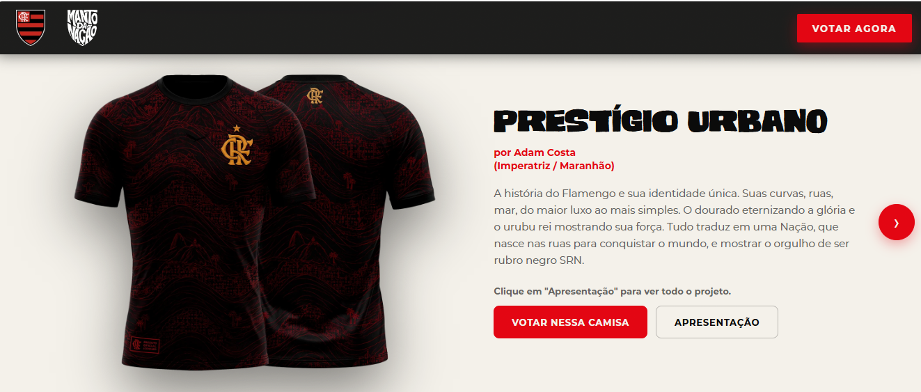 Imagem da votação no site oficial. - Imagem: Manto da Nação