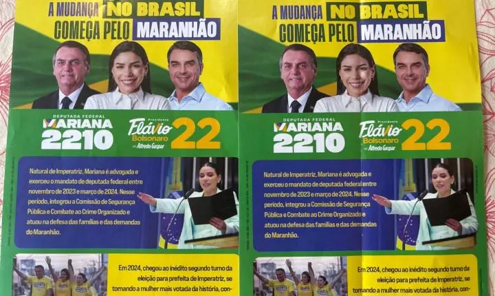 Justiça Eleitoral dá 48 horas para Mariana Carvalho recolher propaganda com imagem de Bolsonaro em João Lisboa