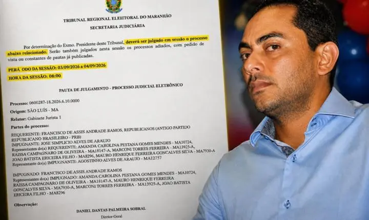 TRE-MA leva ao colegiado julgamento de impugnação contra Assis Ramos e complica o registro de candidatura do ex-prefeito